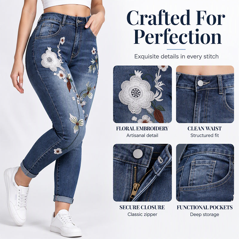 🌺 Women's Stretchy Floral Embroidered Skinny Jeans