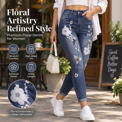 🌺 Women's Stretchy Floral Embroidered Skinny Jeans