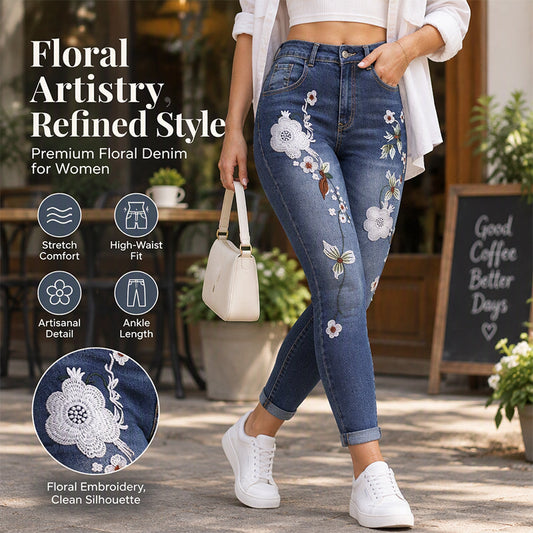 🌺 Women's Stretchy Floral Embroidered Skinny Jeans