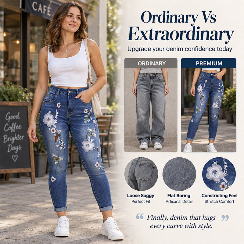 🌺 Women's Stretchy Floral Embroidered Skinny Jeans