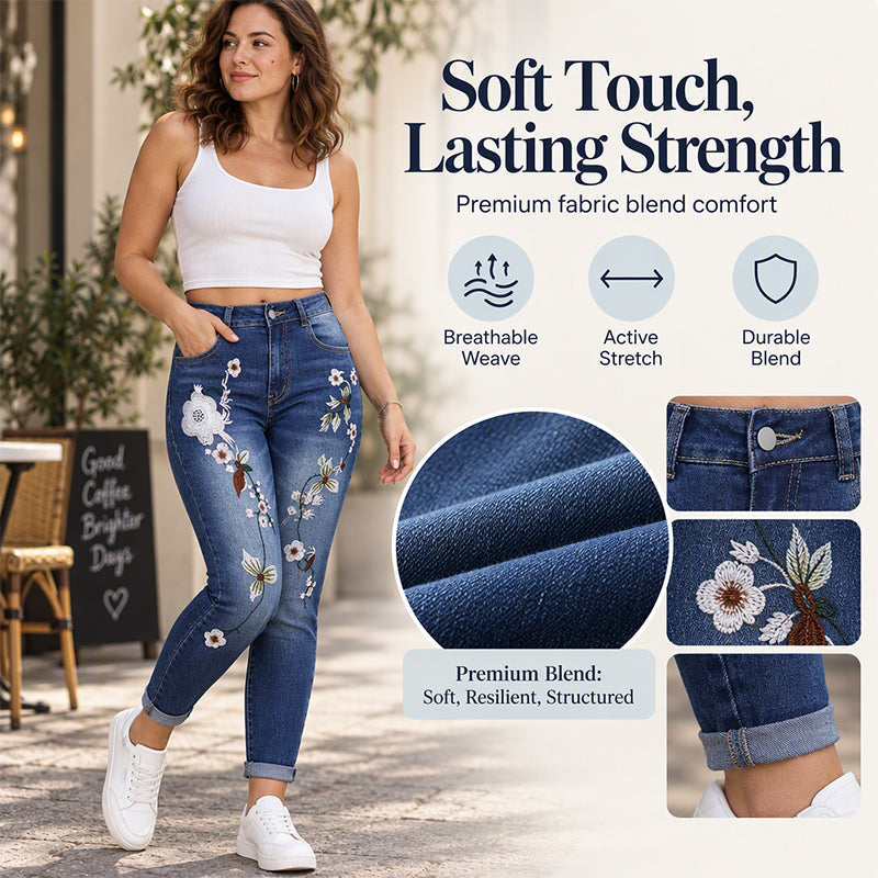 🌺 Women's Stretchy Floral Embroidered Skinny Jeans