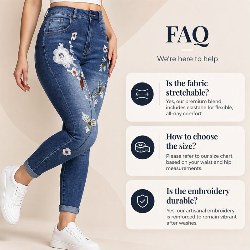 🌺 Women's Stretchy Floral Embroidered Skinny Jeans