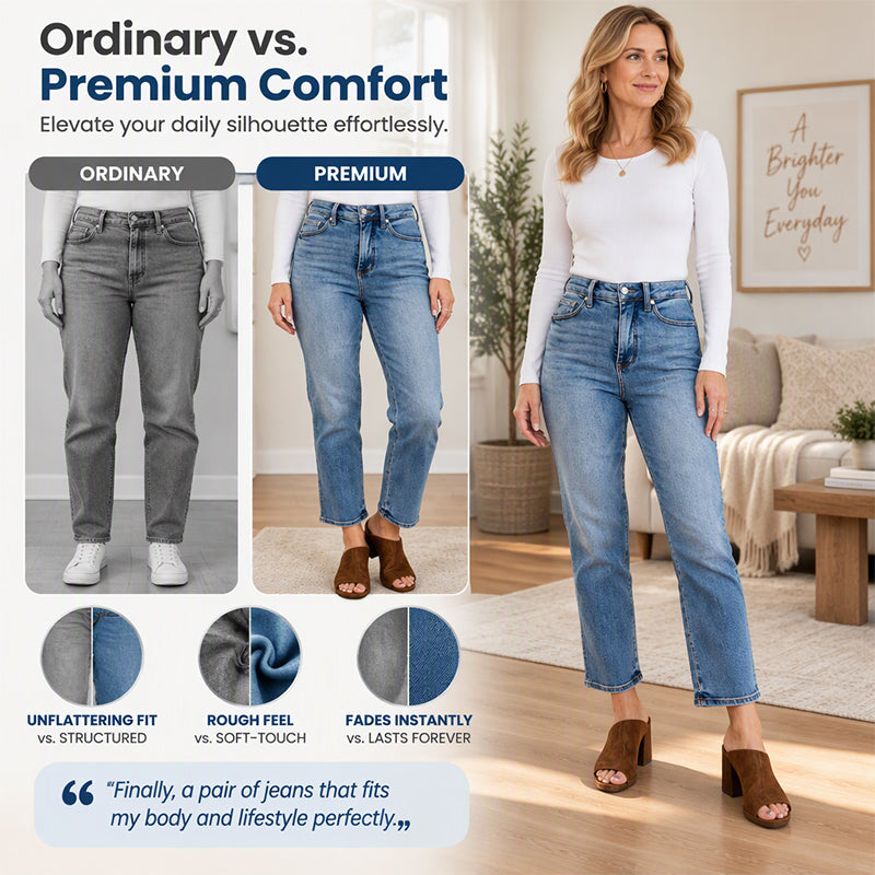 👖 Women's High-Waisted Cropped Straight-Leg Jeans