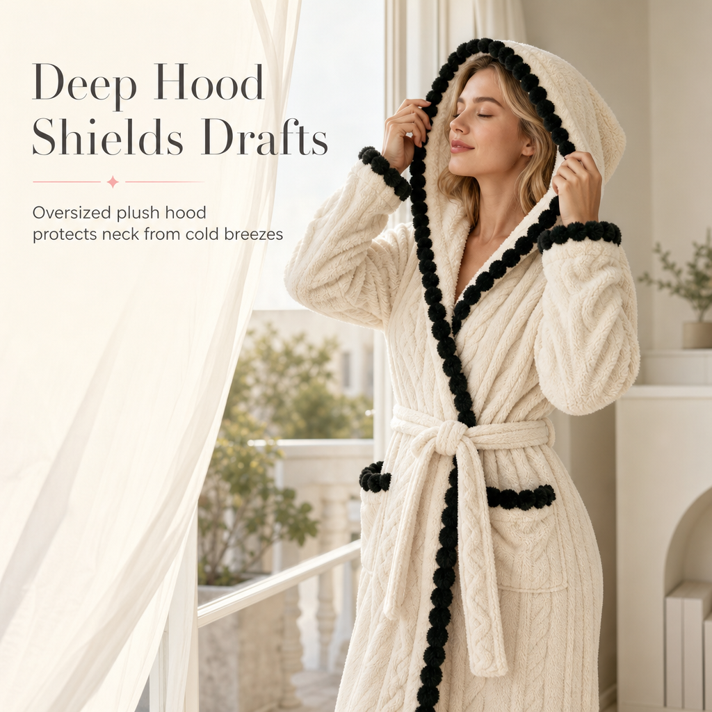 🎀 Thick Long Sleeve Knit Plush Bathrobe