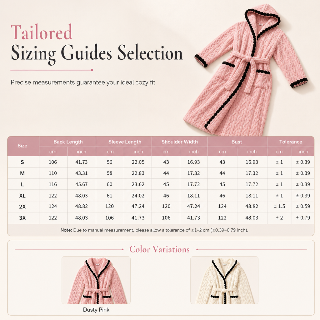 🎀 Thick Long Sleeve Knit Plush Bathrobe