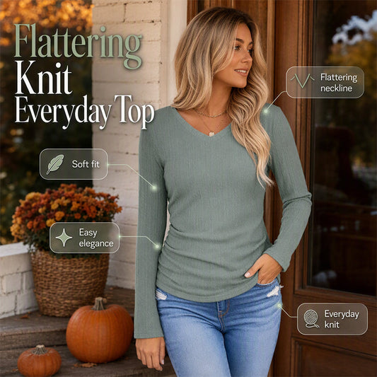 🧶 Women's Elegant V-Neck Knit Top