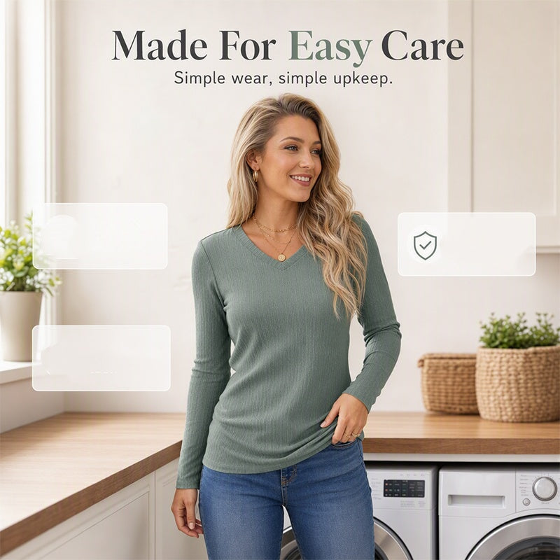 🧶 Women's Elegant V-Neck Knit Top