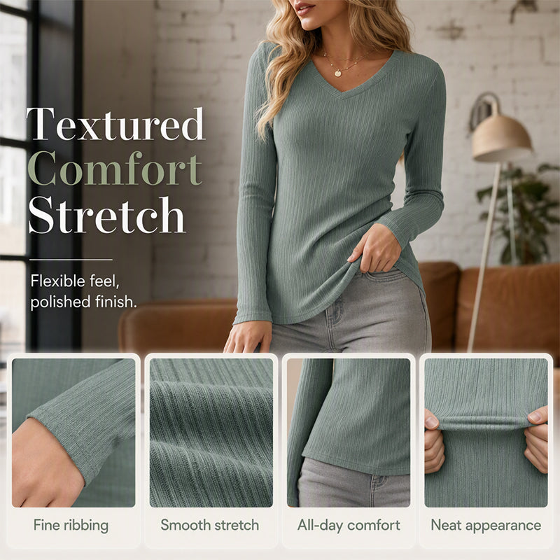 🧶 Women's Elegant V-Neck Knit Top