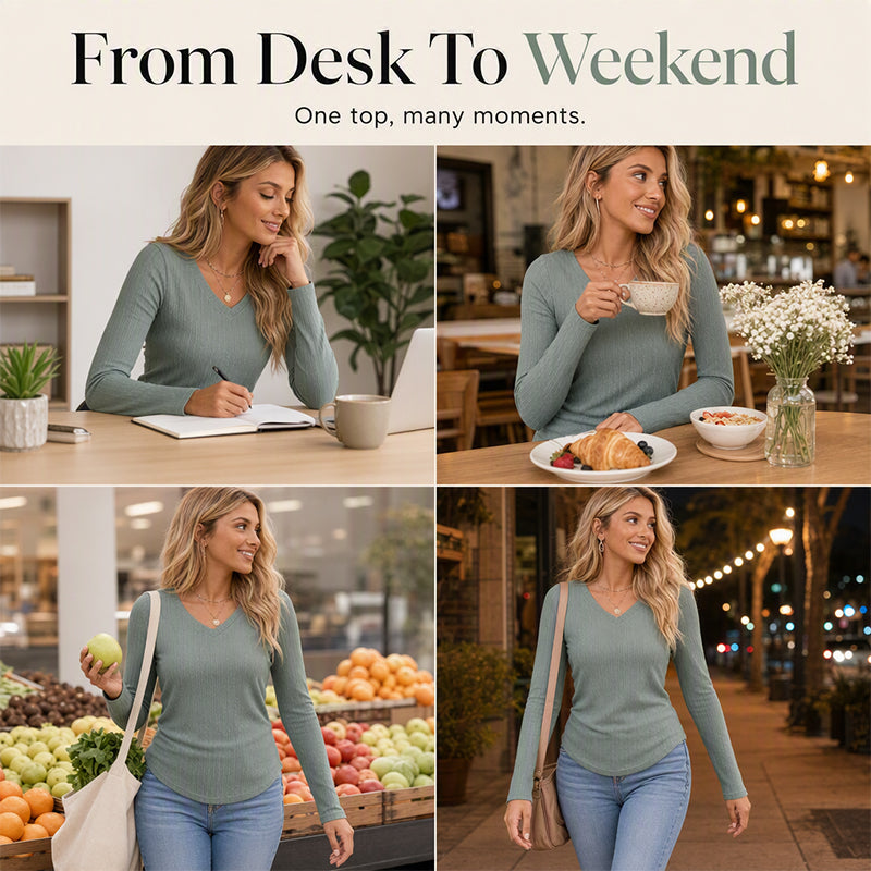 🧶 Women's Elegant V-Neck Knit Top