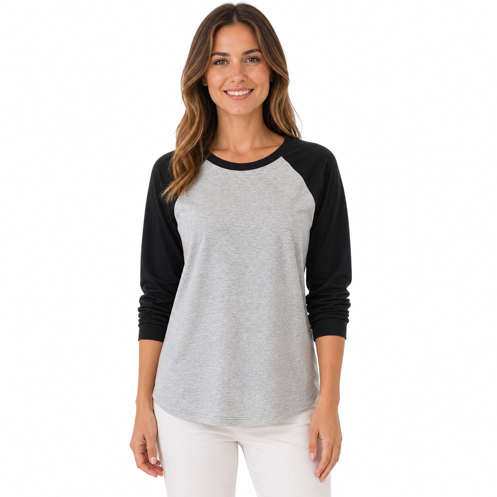💖 Women's Casual Loose Crew Neck Long Sleeve T-Shirt Color Block Pullover Top