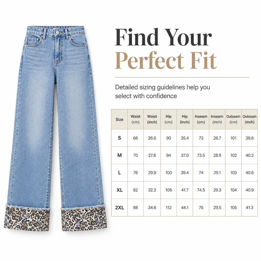 👖 Women's Fashion Casual Washed Stretch Leopard Print Blue Jeans