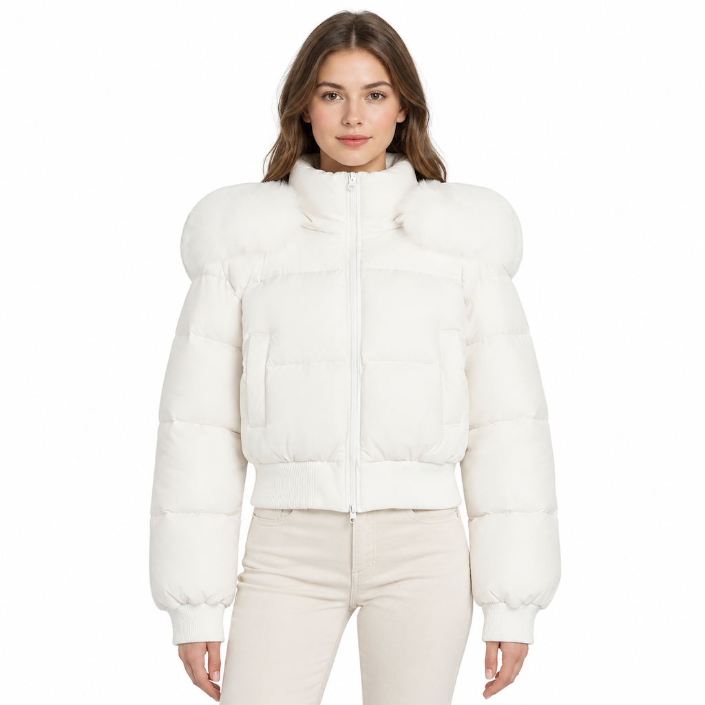 🤍Women's Winter Short Hooded Padded Coat with Fur Collar