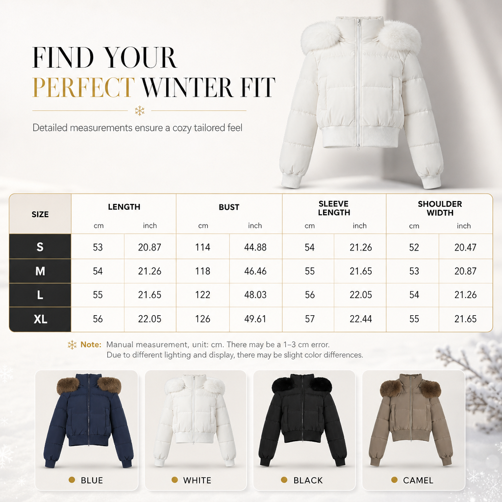 🤍Women's Winter Short Hooded Padded Coat with Fur Collar