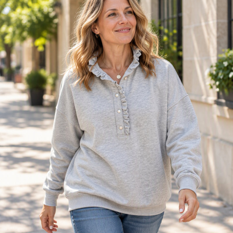 💖Women's Ruffled Collar Pullover Sweatshirt