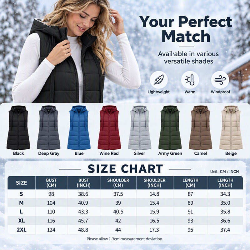 ❄️Women's Mid-Length Hooded Padded Vest