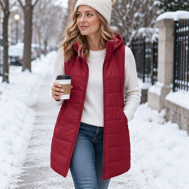 ❄️Women's Mid-Length Hooded Padded Vest