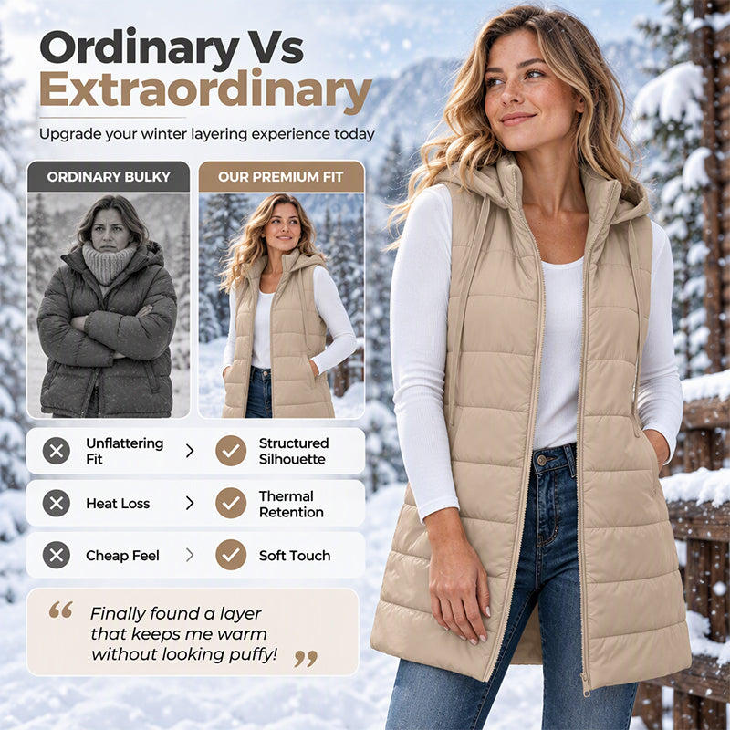 ❄️Women's Mid-Length Hooded Padded Vest