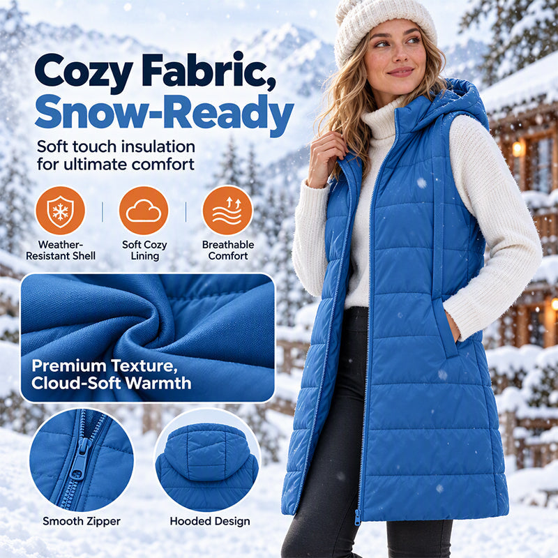 ❄️Women's Mid-Length Hooded Padded Vest