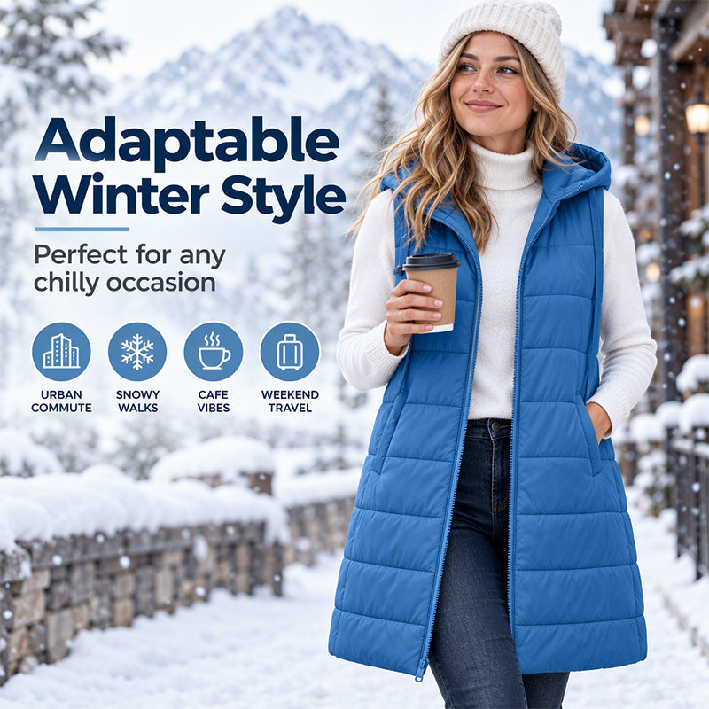 ❄️Women's Mid-Length Hooded Padded Vest