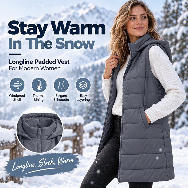❄️Women's Mid-Length Hooded Padded Vest