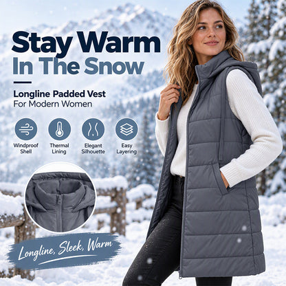 ❄️Women's Mid-Length Hooded Padded Vest