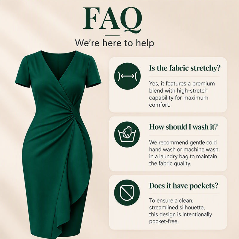 💚Women's Elegant V-Neck Ruffle Wrap Dress