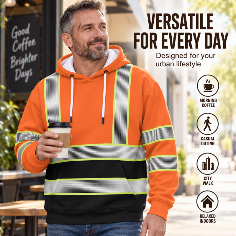 Men's High-Visibility Style Printed Hoodie