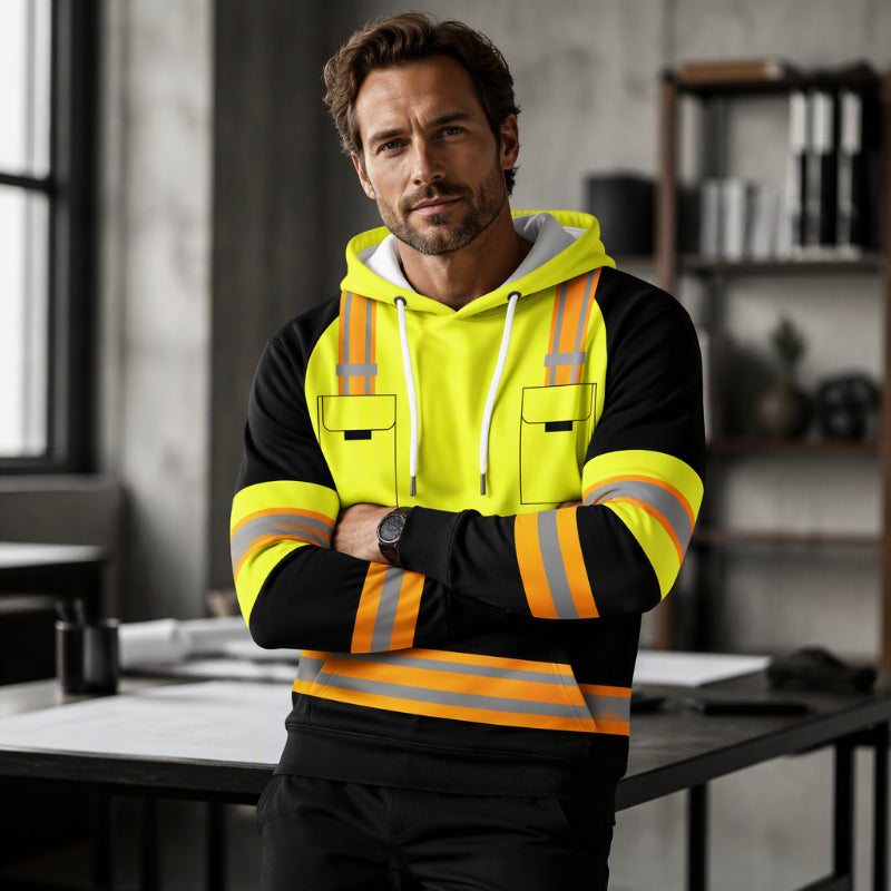 Men's High-Visibility Style Printed Hoodie