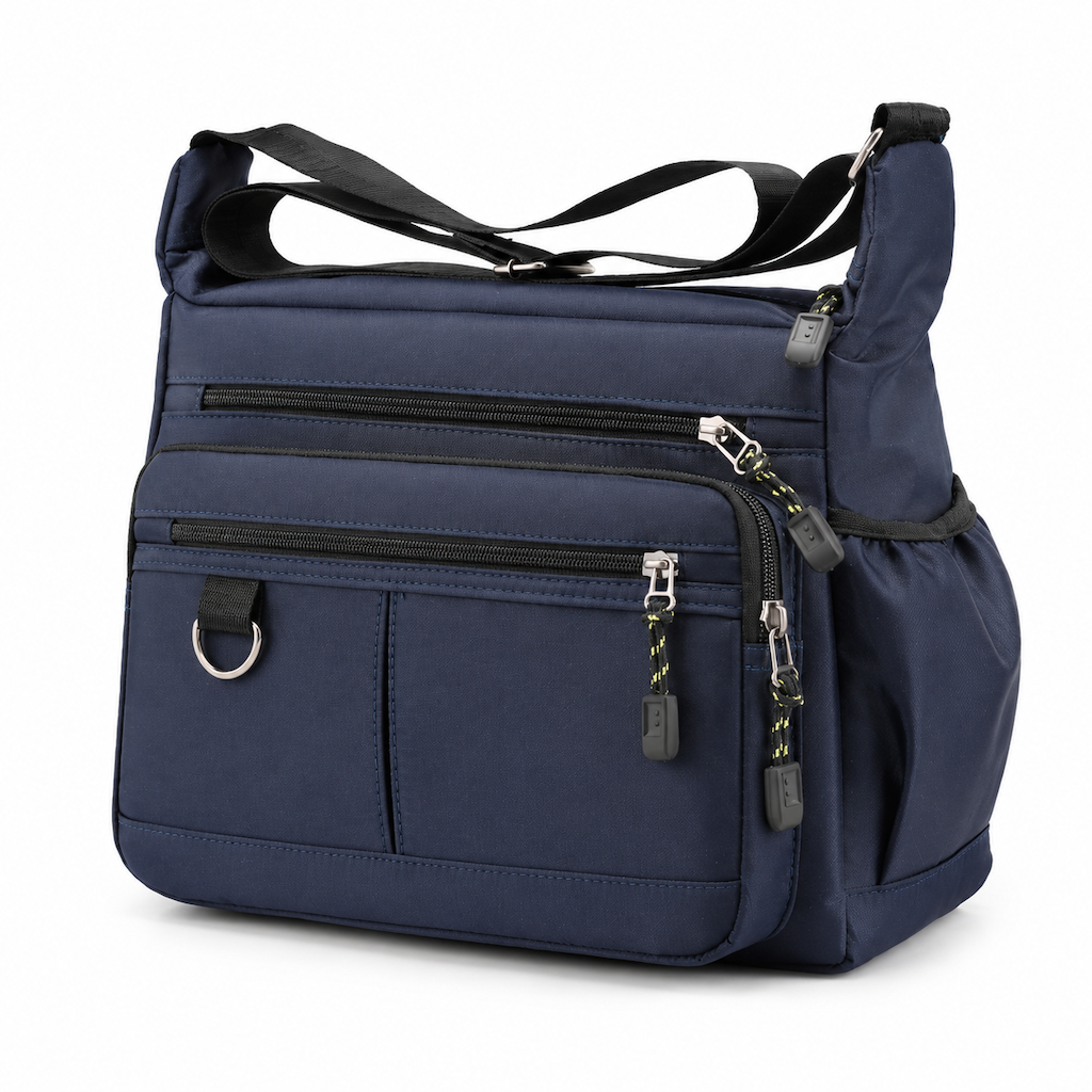 Men's Large Capacity Crossbody Bag Durable Multi Pocket Business Casual Shoulder Bag