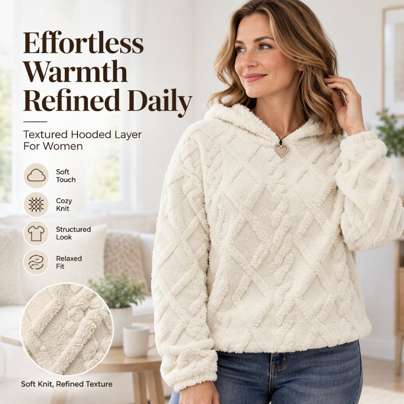 Women's Diamond Jacquard Plush Hooded Sweatshirt