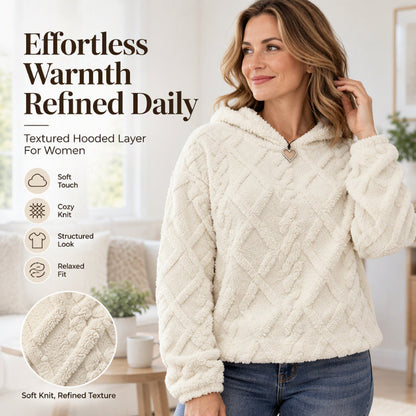 Women's Diamond Jacquard Plush Hooded Sweatshirt