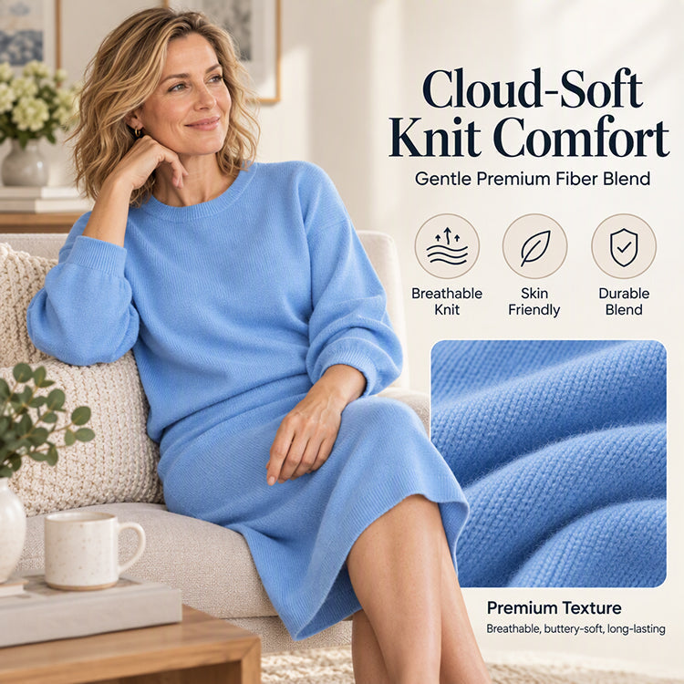 🍁Women's Knit Crewneck Top & Midi Skirt Set