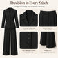 Women's Elegant Slim-Waist Blazer and Wide-Leg Pants Set