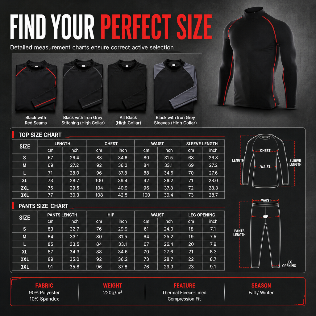 💪Men's Winter Thermal Fabric Lined Compression Long Sleeve T-Shirt High Neck Sports Running Training Base Layer