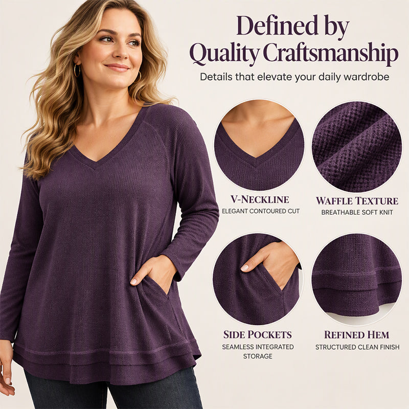 💜 Women's Textured Stitch Raglan Sleeve Sweatshirt