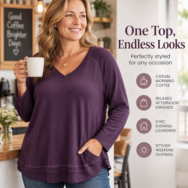 💜 Women's Textured Stitch Raglan Sleeve Sweatshirt