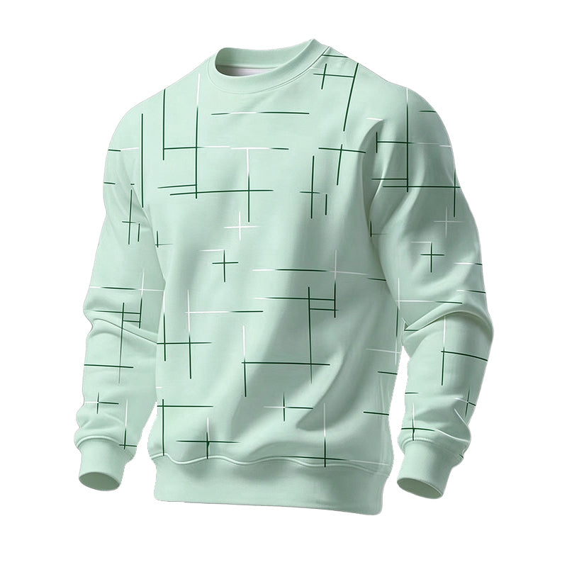 Men's Casual Crewneck Line Print Sweatshirt