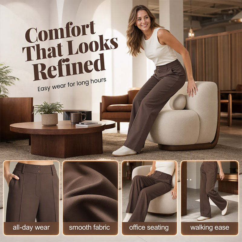 ✨Polished Wide-Leg Look, Easy Movement☕️Women's High-Waisted Wide-Leg Pants