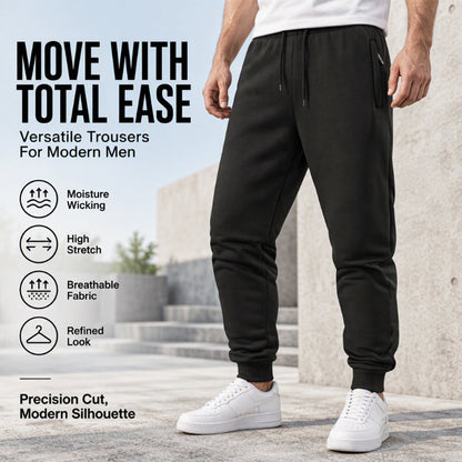 Men's Warm Joggers with Zipper Pockets