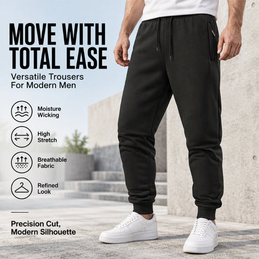 Men's Warm Joggers with Zipper Pockets
