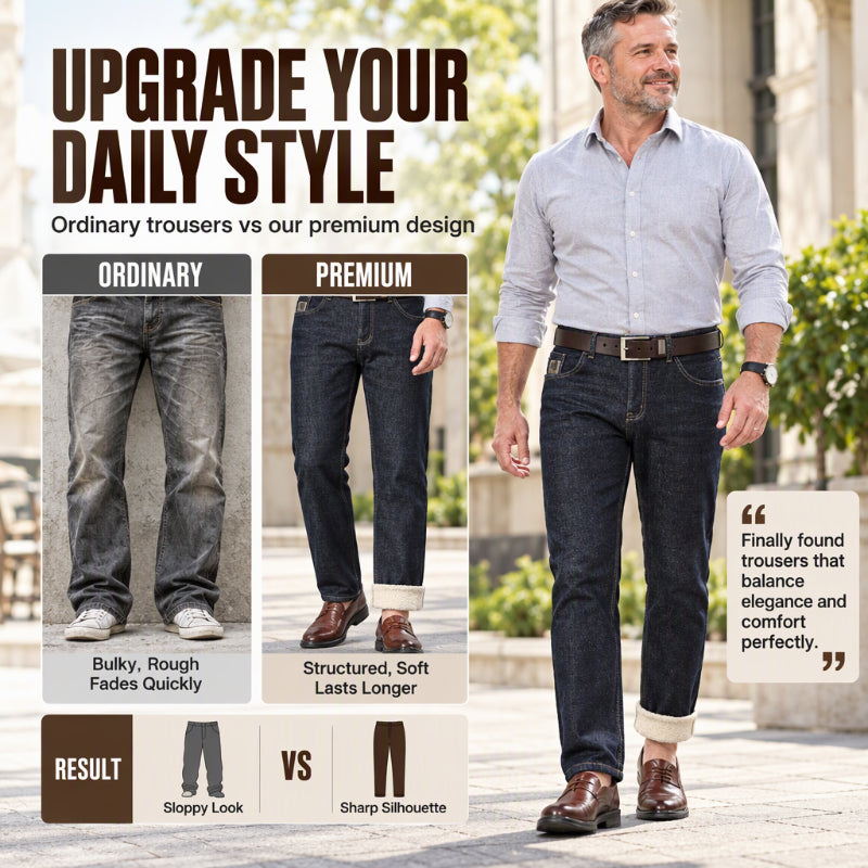 👖 Toasty Warmth, Clean Straight-Line Fit | Men's Winter Straight Fit Thermal Jeans