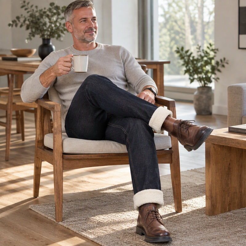 👖 Toasty Warmth, Clean Straight-Line Fit | Men's Winter Straight Fit Thermal Jeans
