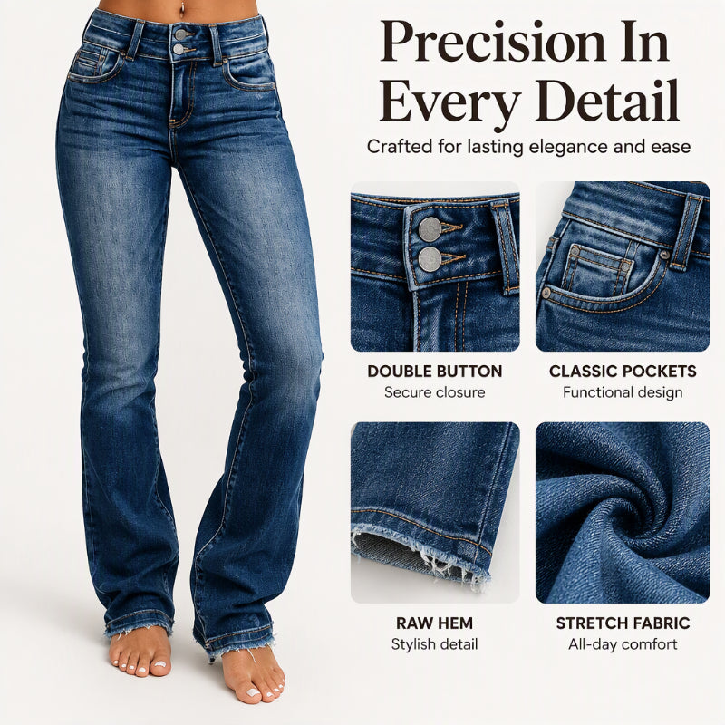 👖 Women's Double-Button High-Waisted Bootcut Jeans