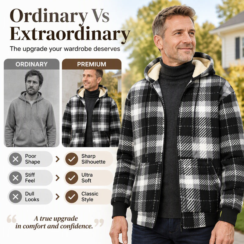 🍂 Timeless Check, Toasty Core Comfort | Men's Winter Warm Plaid Hooded Jacket
