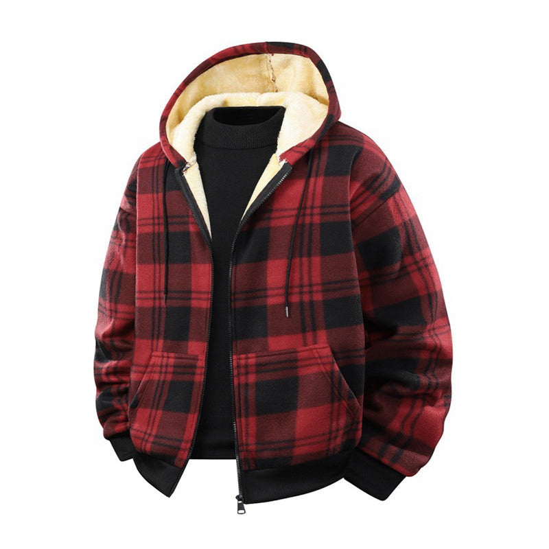 🍂 Timeless Check, Toasty Core Comfort | Men's Winter Warm Plaid Hooded Jacket