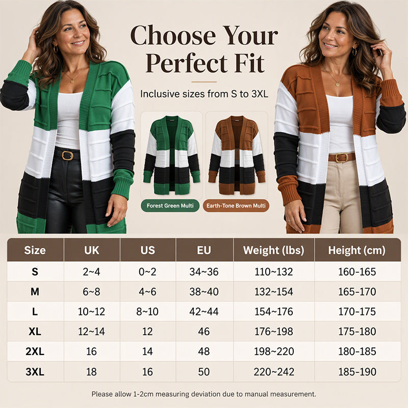 💚Women's Color-Block Open Front Knit Cardigan Sweater