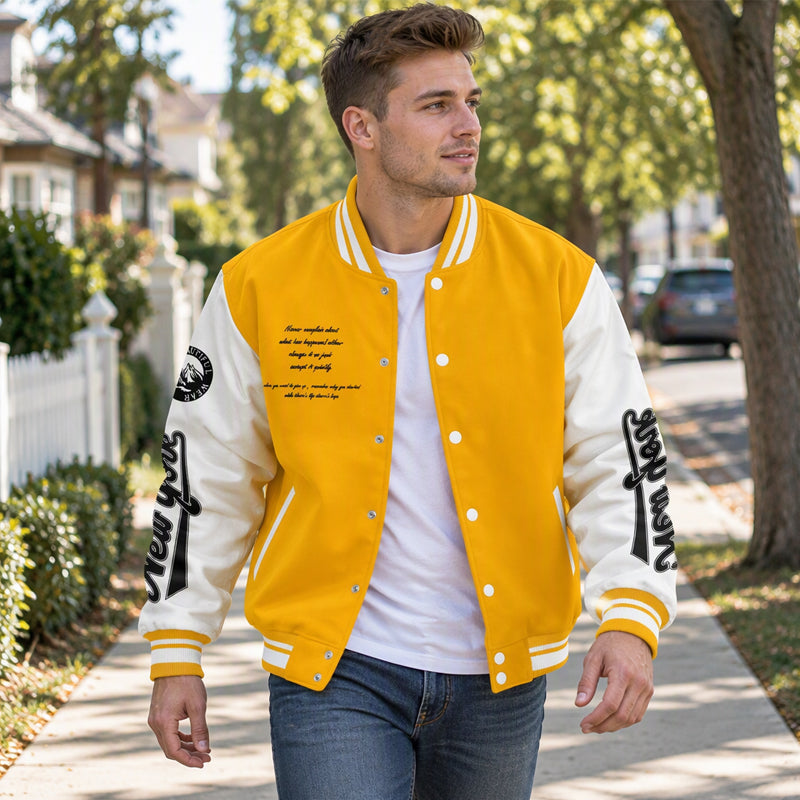 Men's Casual Color-Block Baseball Jacket