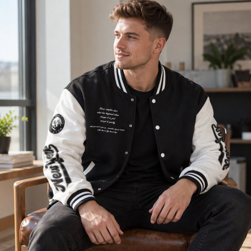 Men's Casual Color-Block Baseball Jacket