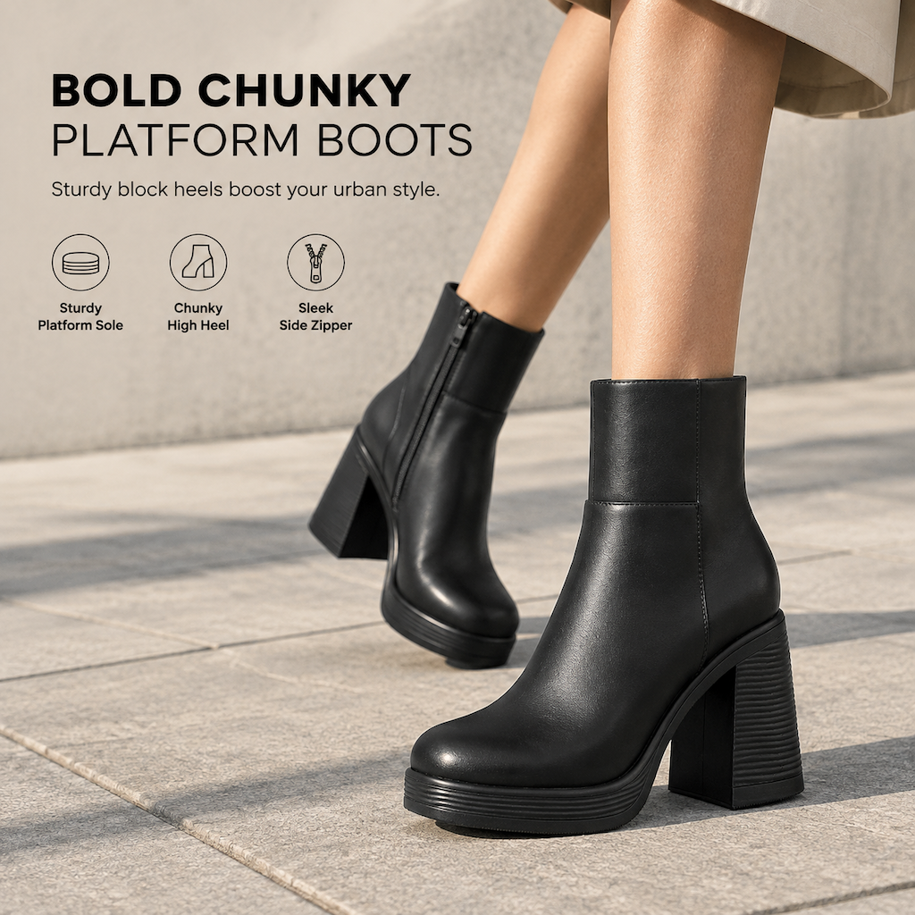 Thick Platform Chunky Heel Ankle Boots