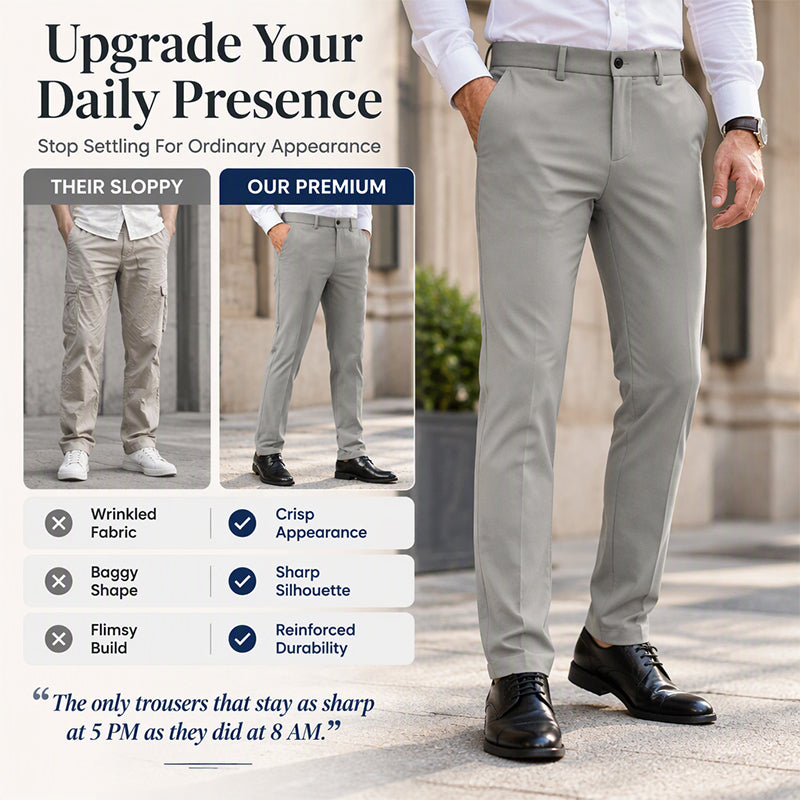 Men's Slim-Fit Mid-Rise Suit Pants